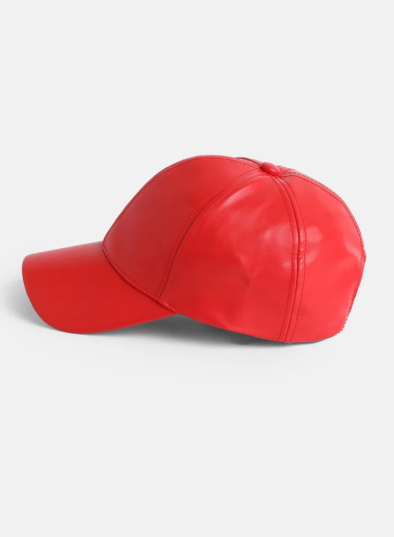 Haute Sauce Haute Sauce Women's Solid Baseball Cap For Outdoor Everyday Wear | One-Size | Red Colour | Solid Pattern | UV Protection | Lightweight | Packable | Casual Headwear For Women & Girls