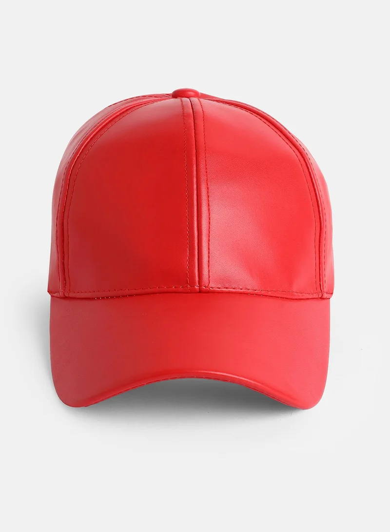Haute Sauce Haute Sauce Women's Solid Baseball Cap For Outdoor Everyday Wear | One-Size | Red Colour | Solid Pattern | UV Protection | Lightweight | Packable | Casual Headwear For Women & Girls