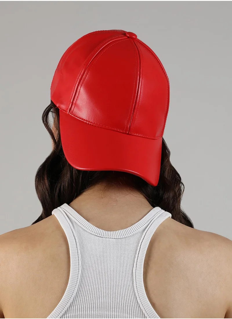 صوص هاوت Haute Sauce Women's Solid Baseball Cap For Outdoor Everyday Wear | One-Size | Red Colour | Solid Pattern | UV Protection | Lightweight | Packable | Casual Headwear For Women & Girls