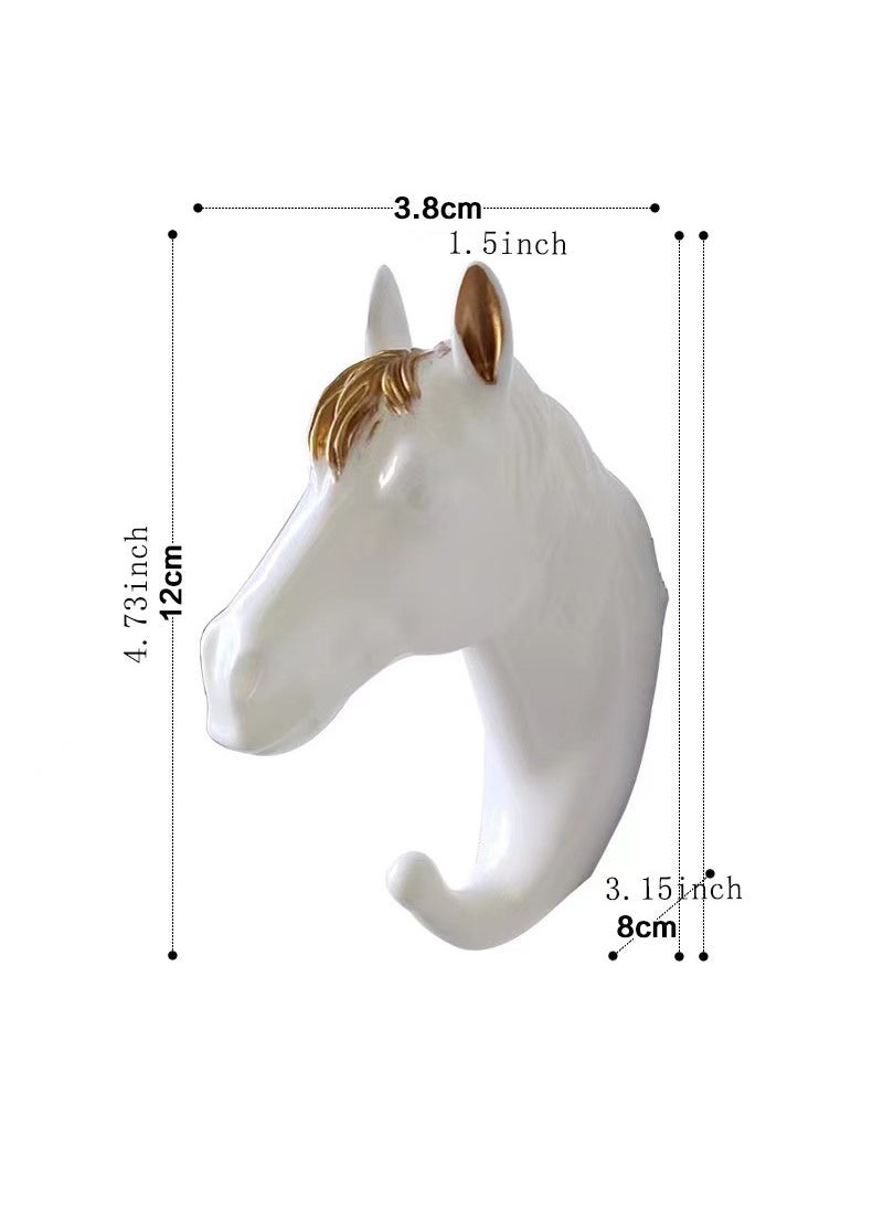 Cross-border wholesale European creative hook punch-free strong paste wall decoration wall hanging deer head clothes hook Horse (Plain Gold)