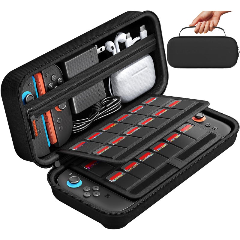 daydayup Switch Carrying Case Compatible with Nintendo Switch 2 with 24 Games Cartridges Protective Hard Shell Travel Carrying Pouch for Console Accessories Playstation Vita Case - Image 2