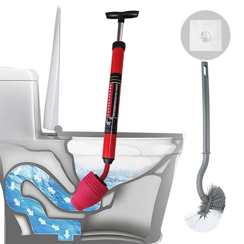 Rmticd Toilet Plunger, High-Pressure Plungers for Bathroom, Toilet Brush and Plunger Set - Powerful Air Drain Unclogger & Heavy-Duty Clog Remover for Bathroom Drains, and Clogged Pipes - Image 1