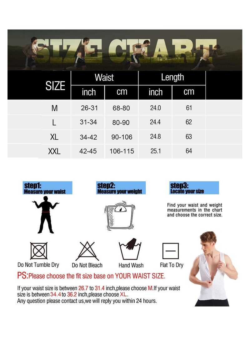 إس سيميفر الرجال ضغط سترة التخسيس الجسم المشكل سترة البطن السيطرة على المشبك مع سحاب، أسود-L - Image 5