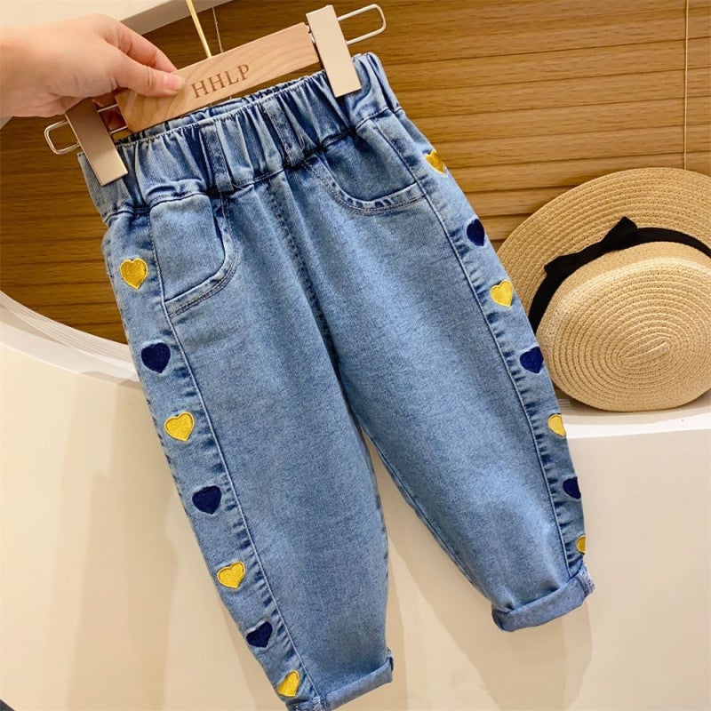 Girls' Jeans Stylish Spring Outfit For Young Children, Loose Casual Pants For Outdoor Wear - Image 5