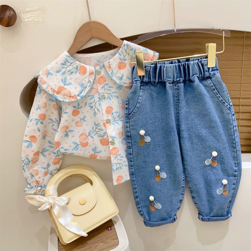 Girls' Jeans Stylish Spring Outfit For Young Children, Loose Casual Pants For Outdoor Wear - Image 3