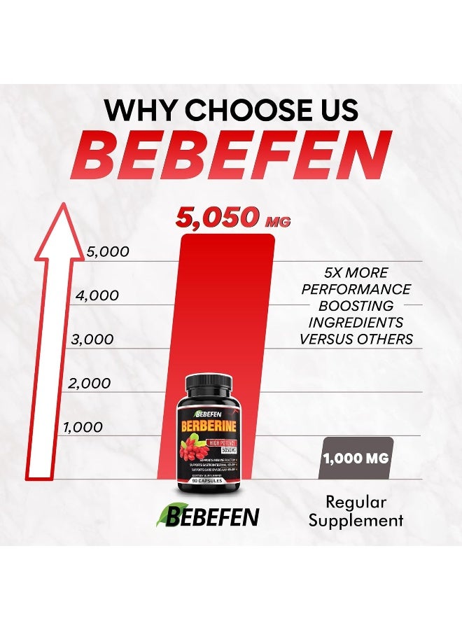 بيبيفين كبسولات البربرين - حبوب تركيبة 5050 مجم مع مستخلص الفلفل الأسود - 90 كبسولة مكملة للبربرين لدعم نظام المناعة الصحي، القلب والأوعية الدموية - كمية تكفي لمدة 3 أشهر - Image 4