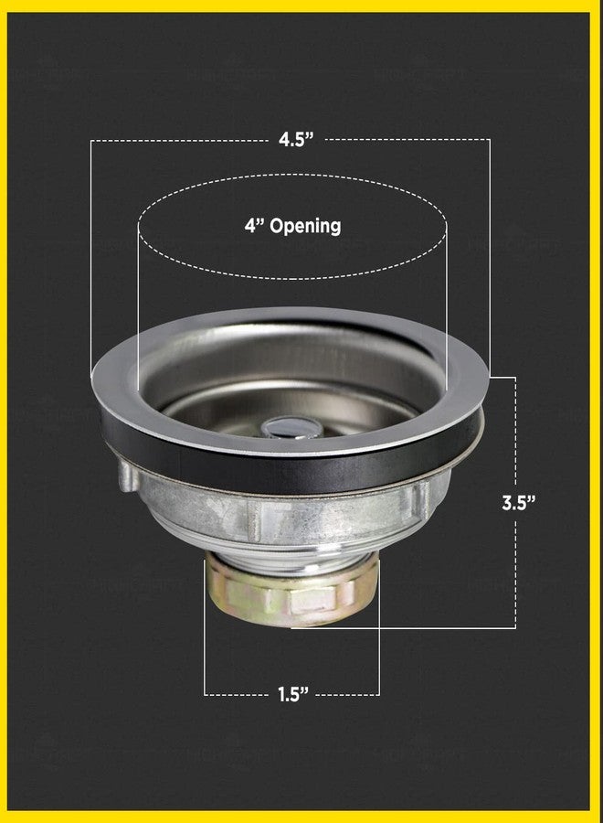 Everflow 7516 Kitchen Sink (3-1/2 Inch) Stainless Steel Drain Assembly With Strainer Basket-and Water Stopper, Single - Image 5