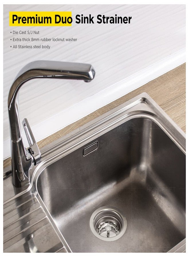 Everflow 7516 Kitchen Sink (3-1/2 Inch) Stainless Steel Drain Assembly With Strainer Basket-and Water Stopper, Single - Image 2