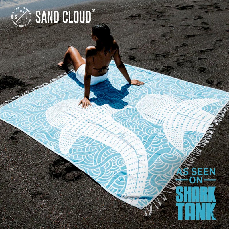 Sand Cloud Large Turkish Beach Towel - Sand Free - 100% Organic Turkish Cotton Yarn - Quick Dry Towel for Beach, Picnic, Blanket or Bath - As Seen on Shark Tank - Marine Life (Whale Shark Turquoise) - Image 2