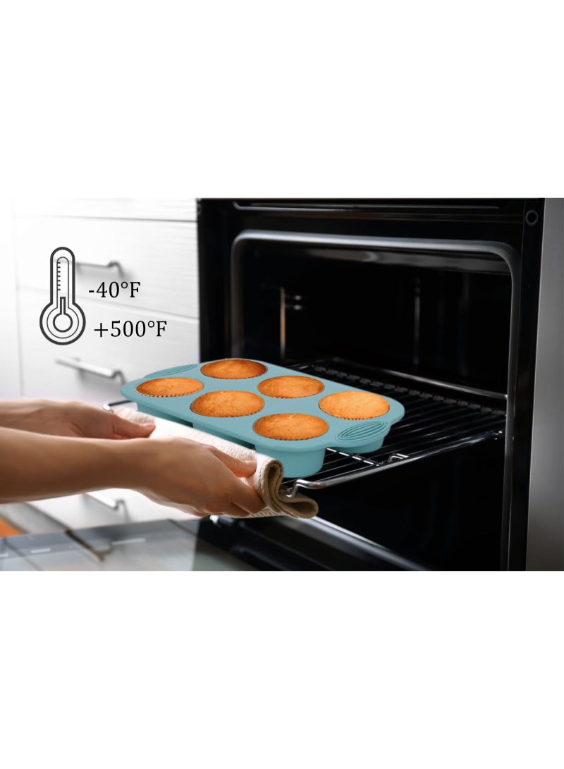PAWSONIFY 3 Pcs Food Grade Silicone Muffin Pan, 6-Cavity Nonstick Baking Tray for Muffins, Bakeware, Oven Microwave Dishwasher Freezer Safe, for Home Baking Meal Prep - Image 4