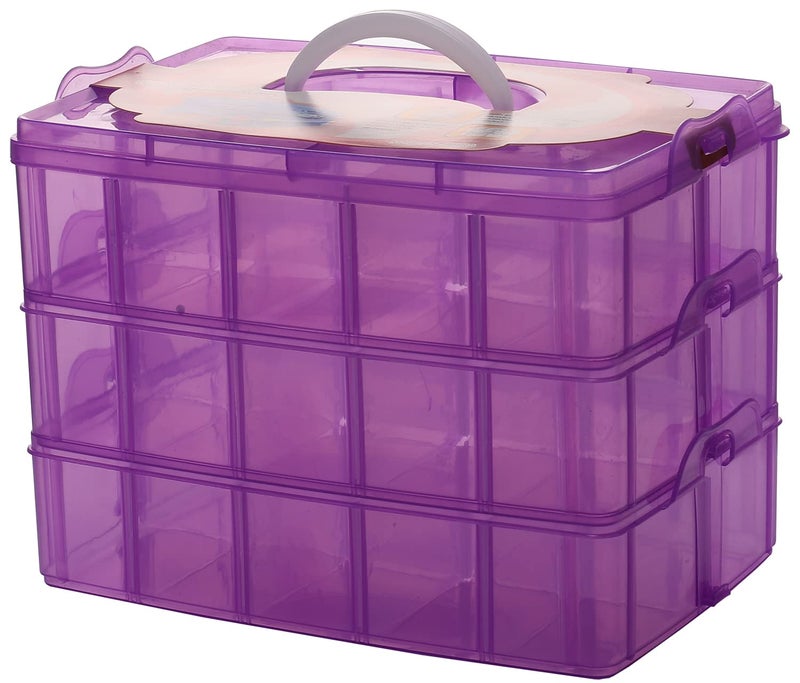 Sooyee Sooyee Bead Organizer3Tier Craft Organizers and StorageStackable Storage Containers with 30 Compartments Dividers for Washi TapeToyHair AccessoriesArt SuppliesFishing TacklePurple 