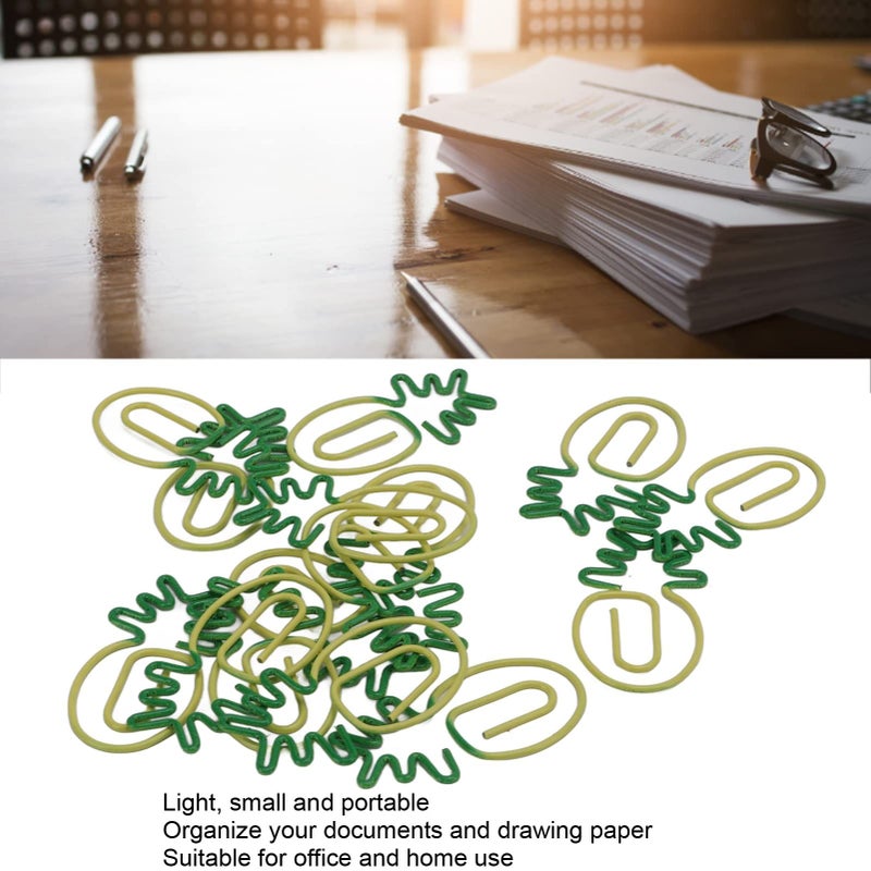 Pineapple Shaped Metal Paper Clips Set of 15 Yellow Green for Office Files Bookmarks - Image 3