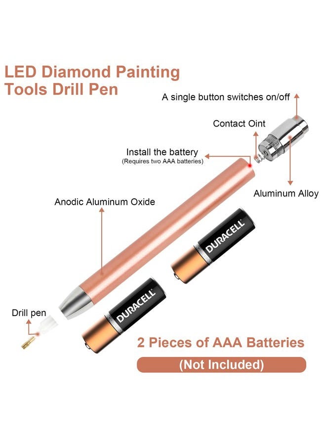 Abodhu Diamond Painting Pen Kits with LED, 5D Light Up Drill Pens for Arts, Nails DIY Crafts Decoration, 12pcs Tips - Image 3