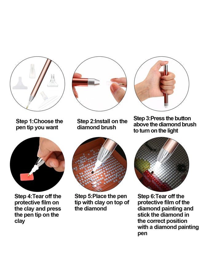 Abodhu Diamond Painting Pen Kits with LED, 5D Light Up Drill Pens for Arts, Nails DIY Crafts Decoration, 12pcs Tips - Image 4