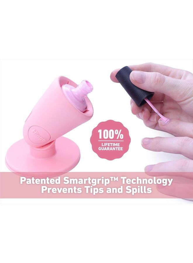 Tweexy Hinge Untippable Nail Polish Bottle Holder | Anti-Spill Nail Polish Holder Stand, Tilted, Smartgrip Airlock Suction | Fingernail Painting, Nail Art Tools | Nail Polish Accessories (Blush) - Image 2