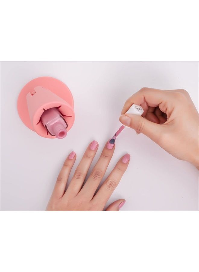 Tweexy Hinge Untippable Nail Polish Bottle Holder | Anti-Spill Nail Polish Holder Stand, Tilted, Smartgrip Airlock Suction | Fingernail Painting, Nail Art Tools | Nail Polish Accessories (Blush) - Image 5