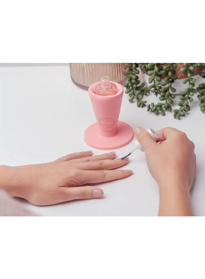 Tweexy Hinge Untippable Nail Polish Bottle Holder | Anti-Spill Nail Polish Holder Stand, Tilted, Smartgrip Airlock Suction | Fingernail Painting, Nail Art Tools | Nail Polish Accessories (Blush) - Image 3