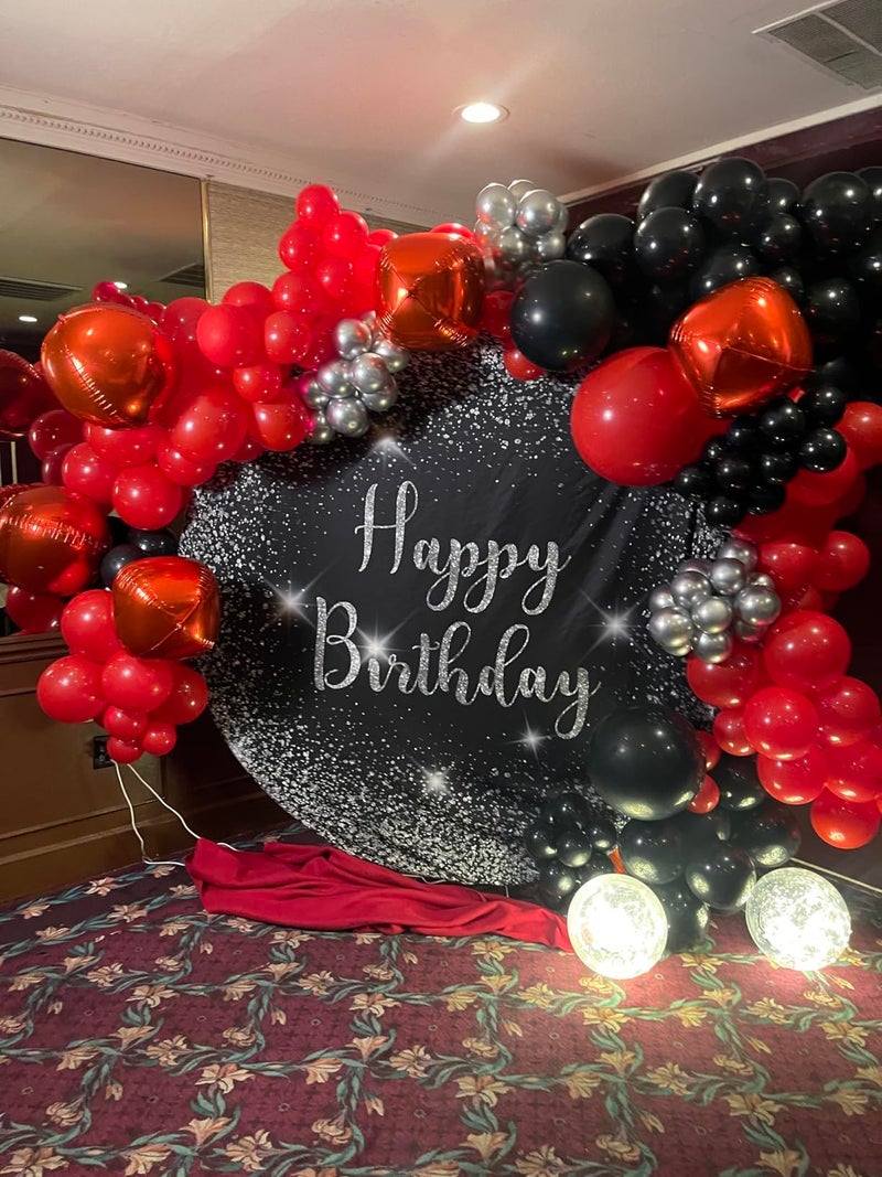 Vibzox 12Pcs Red Round Foil Balloons, 22" 15" 10" 4D Ball Balloons, Metallic Red Foil Balloon for Wedding Birthday Graduation Christmas New Year Party Decoration Supplies Backdrops - Image 5