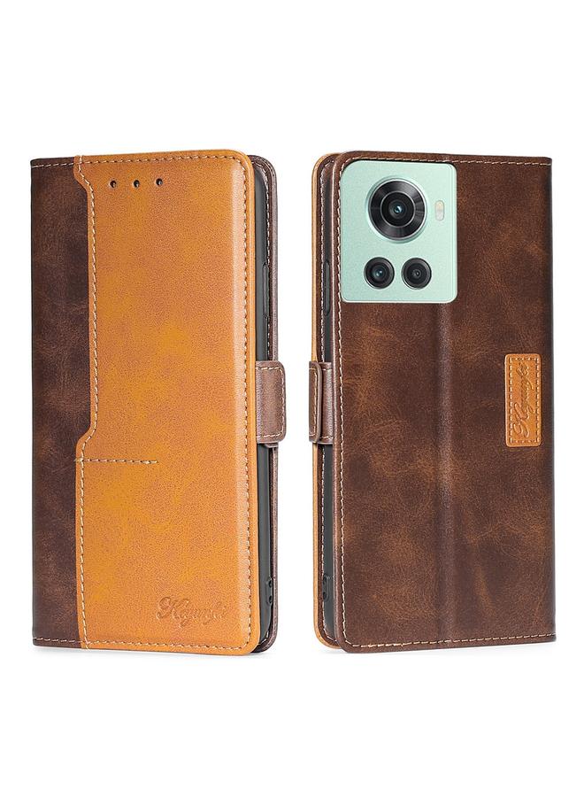 اس-توب جراب لهاتف OnePlus Ace/10R، جراب جلدي بلون متباين مع مشبك جانبي - Image 1