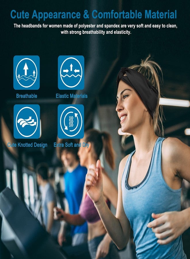 BULYPAZY سماعات رأس بلوتوث بولا بازي للنساء، سماعات رأس لاسلكية مع مكبرات صوت عالية الدقة، رباط رأس أسود أنيق بتصميم معقود/ملفوف لليوغا، التمارين، الجري، الرياضة، اللياقة البدنية (أسود) - Image 3