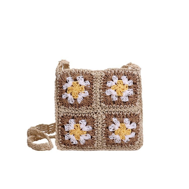 Handmade Crocheted Straw Bag 2022 Small Fresh Flower Women'S Bag Shoulder Messenger Beach Bag Mobile Phone Bag - Image 2