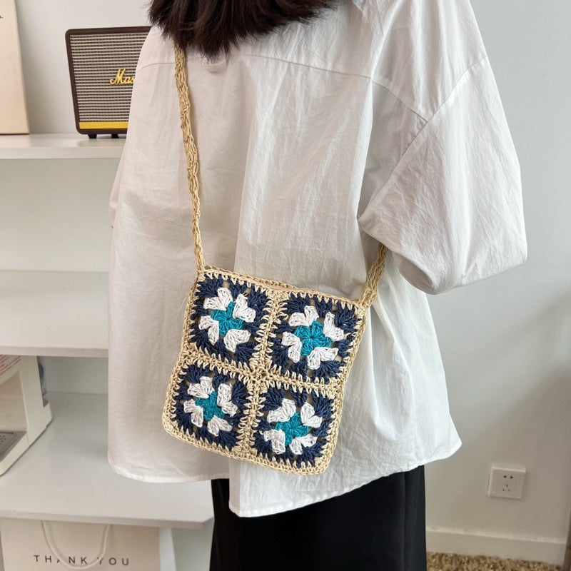 Handmade Crocheted Straw Bag 2022 Small Fresh Flower Women'S Bag Shoulder Messenger Beach Bag Mobile Phone Bag - Image 3