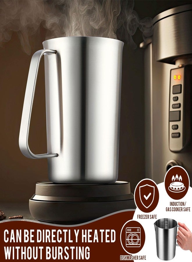 Copkim 4 Pcs Stainless Steel Pitcher with Handle and Pour Lip 33.8 Oz, 1000 Ml, 4 Cup Metal Liquid Measuring Cup Measuring Jug Milk Frothing Pitcher for Milk Latte Art Water Pouring - Image 5