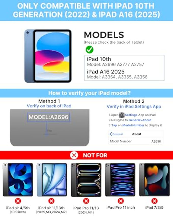 typecase Touch Ipad 11Th 10Th Generation Case With Keyboard (11" 2025, A16 & 10.9" 2022)  360 Rotatable, 11-Color Backlit, Multi-Touch Trackpad, Pencil Holder, Thin & Light  Silver - Image 2