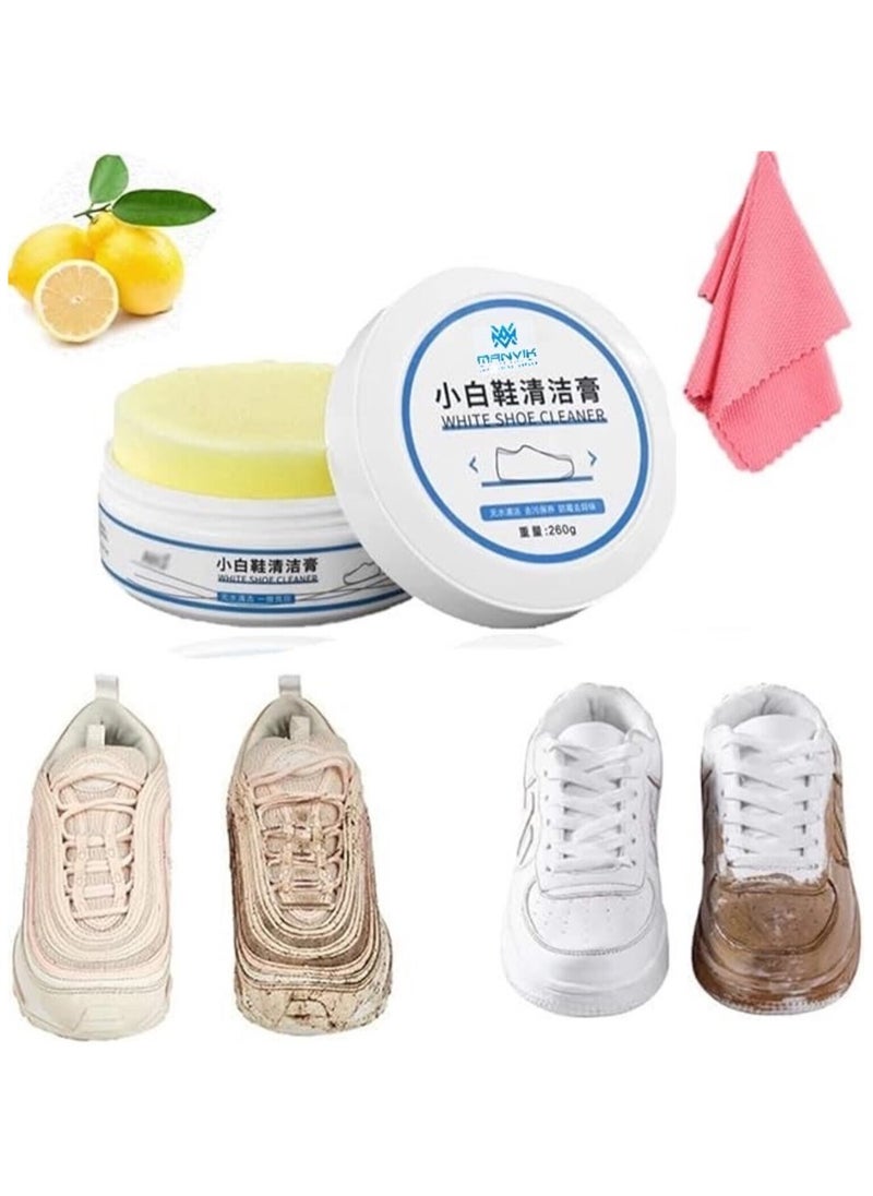 Manvik - Shoes Whitening Cleansing Cream With Sponge | De-Yellowing and Whitening Cream for Shoe | Reusable sponge - MNVK - Image 1