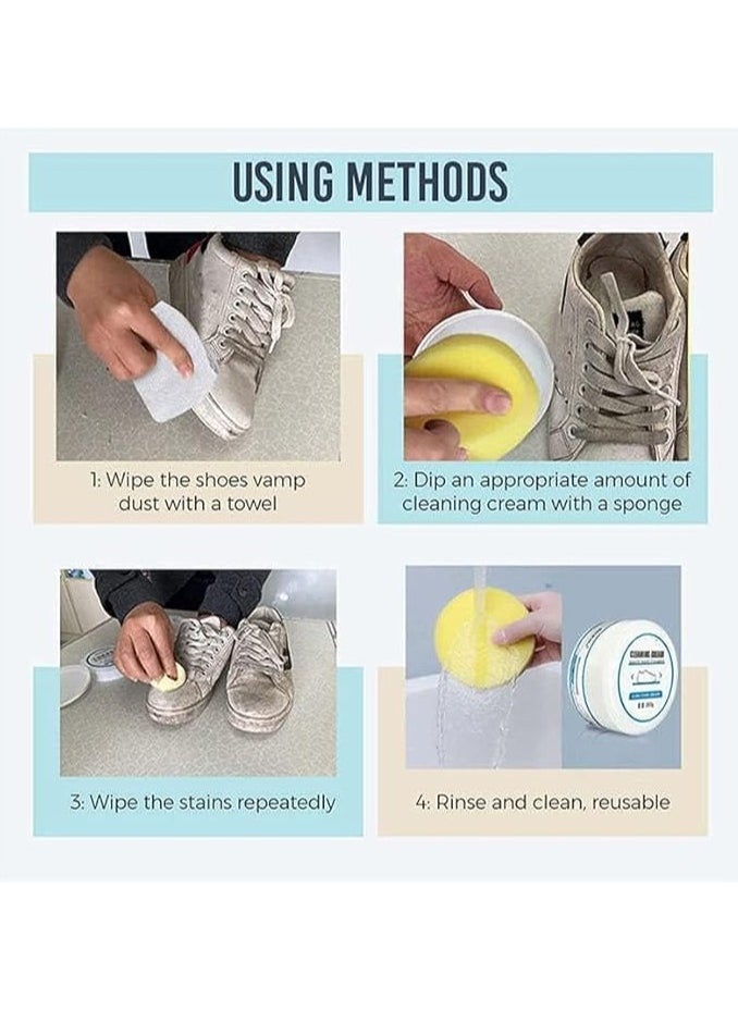 Manvik - Shoes Whitening Cleansing Cream With Sponge | De-Yellowing and Whitening Cream for Shoe | Reusable sponge - MNVK - Image 1