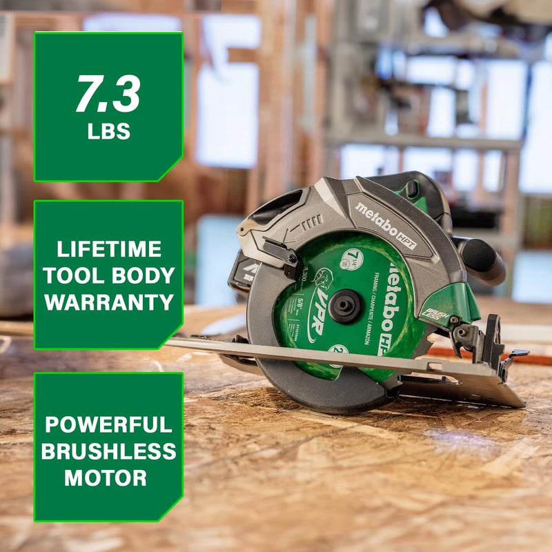 Metabo HPT 18V MultiVolt 7-1/4 Inch Cordless Circular Saw, High Torque, Lightweight Design, Up to 200 2x4 Cuts/Charge, Accepts 18V and 36V MultiVolt Metabo HPT Batteries, Tool Body Only, C1807DAQ4 - Image 2