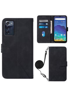 Case Cover For ZTE Consumer Cellular ZMAX 5G Crossbody 3D Embossed Flip Leather Phone Case Black