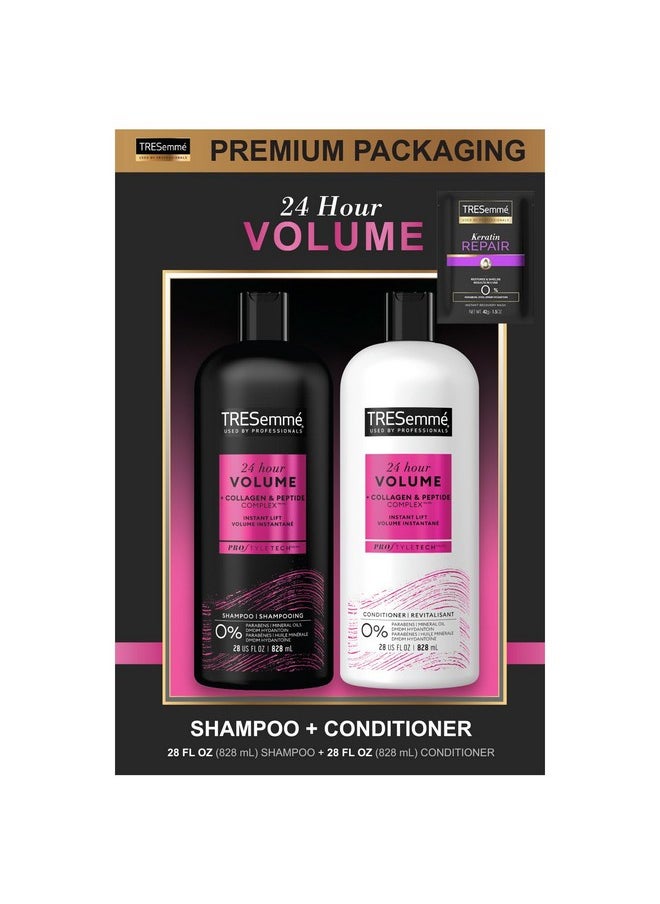 TRESemmé TRESemmé Shampoo and Conditioner Set, 24 Hour Volume + Keratin Repair Hair Mask - Volumizing Hair Products for Fine Hair with Collagen & Peptide Complex (3 Piece Set)  - Image 1