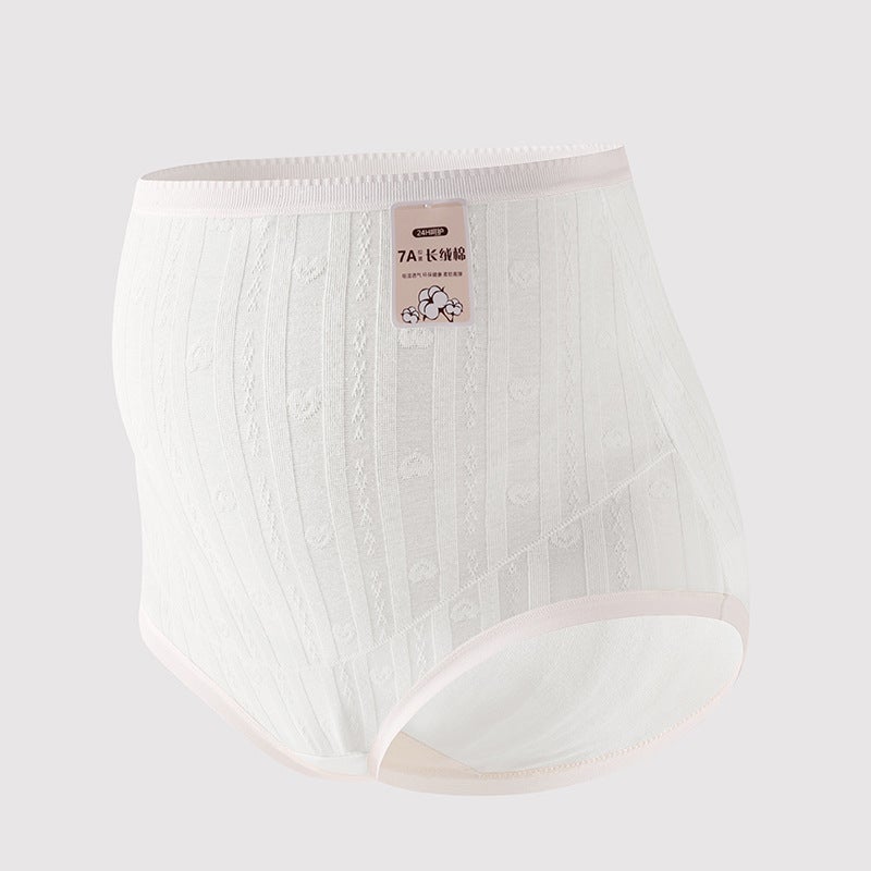 Jacquard Pure Cotton Pregnant Womens High-waist Super-elastic Pregnant Early, Middle and Late Pregnancy Pure Cotton Anti-bacterial Crotch Briefs for Women Vanilla green - Image 3