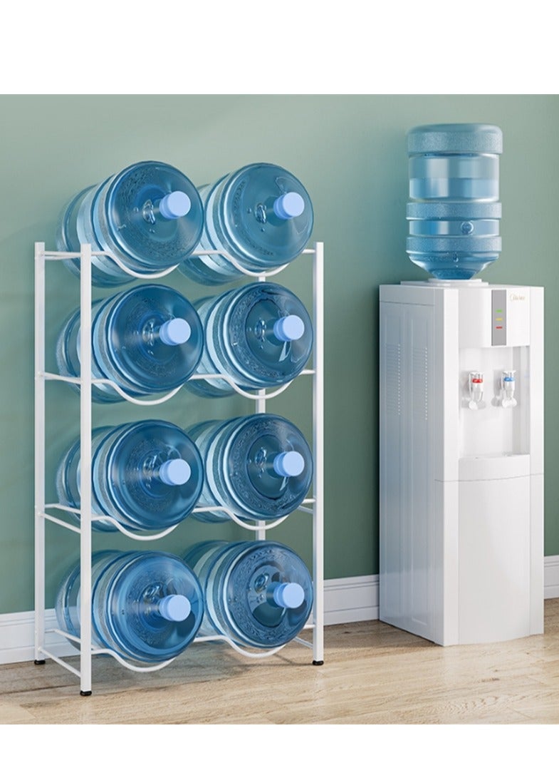 4-Tier Heavy Duty Carbon Steel Water Cooler Jug Rack Free-Standing Detachable Water Bottle Storage Organizer with 8 Slots for Gallon Silver - Image 1