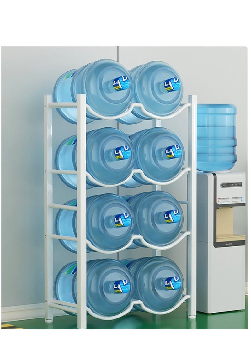4-Tier Heavy Duty Carbon Steel Water Cooler Jug Rack Free-Standing Detachable Water Bottle Storage Organizer with 8 Slots for Gallon Silver - Image 2