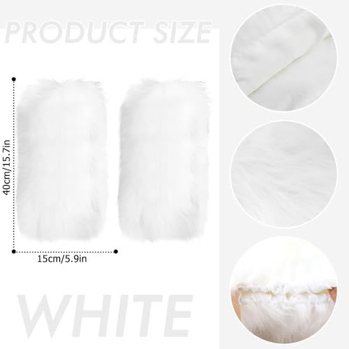XEPST Faux Fur Fuzzy Leg Warmers Furry Boot Covers for Women, Warm Fuzzy Boot Cuff Boot Sleeves Leg Warmers for Party Costumes - White - Image 3