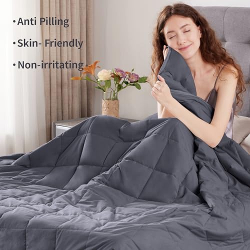 anfie Weighted Blanket Queen Size (60"x80" 20lbs),Ultra Soft and Cozy Cooling Weighted Blanket Queen Size for Adult,Heavy Blanket with Machine Washable Soft Blanket, Dark Grey - Image 2