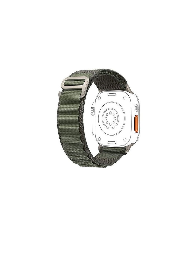 سوار لساعة ابل واتش من النايلون المنسوج مع سلسلة حزام خطاف رياضي من لرياضي الرياضي + الإصدار الرياضي 44/45 مم - اخضر - Image 3