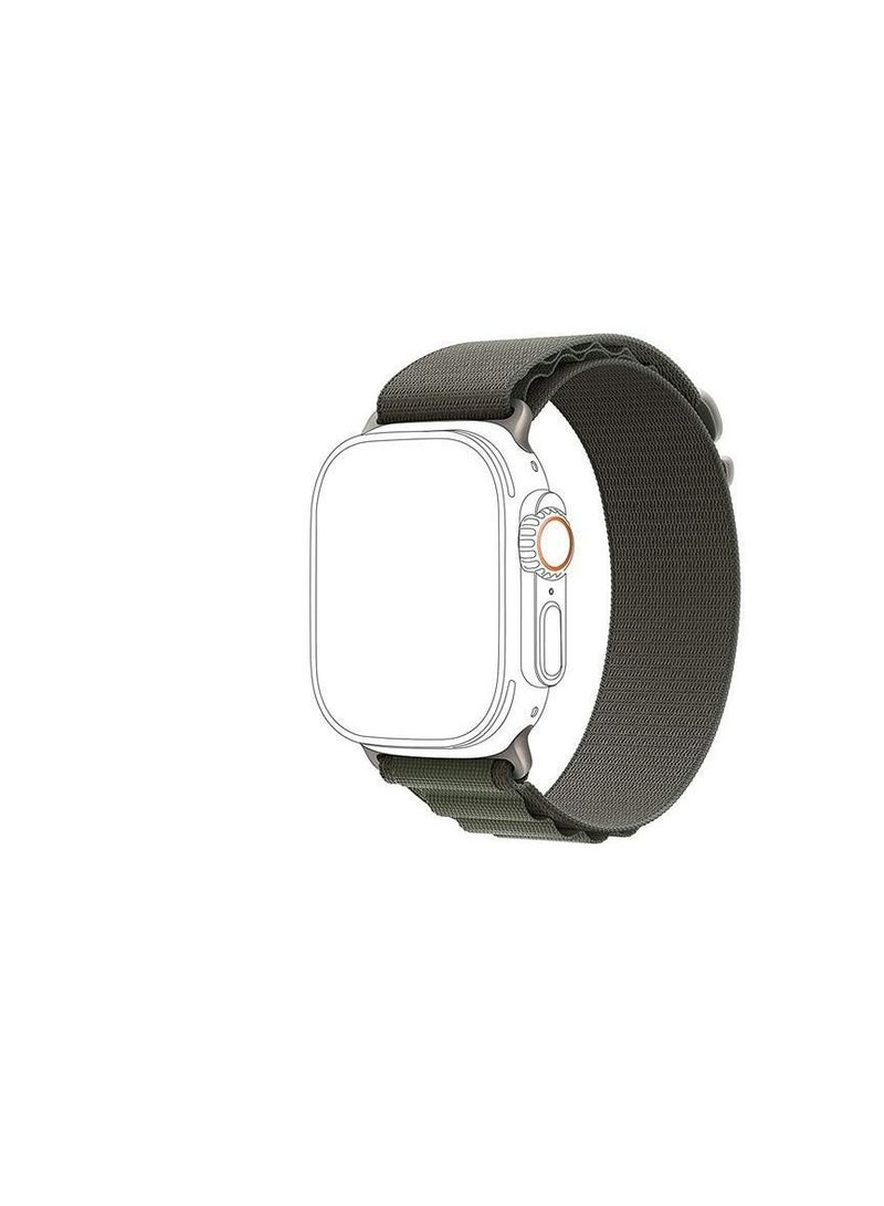 سوار لساعة ابل واتش من النايلون المنسوج مع سلسلة حزام خطاف رياضي من لرياضي الرياضي + الإصدار الرياضي 44/45 مم - اخضر - Image 2