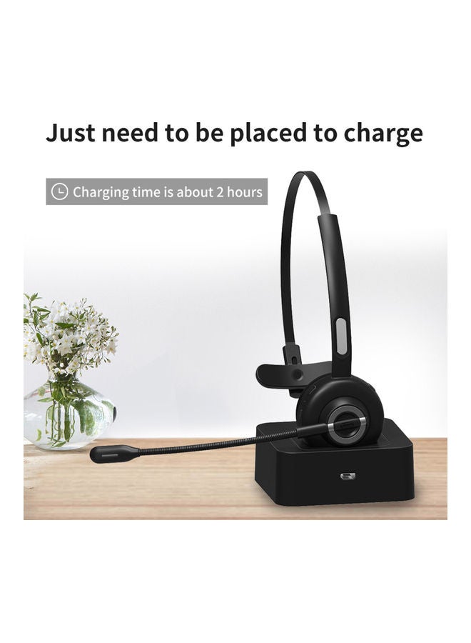 Bluetooth On-Ear Headset With Charging Dock Black - Image 2