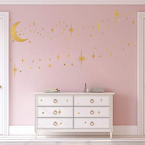 Easma Retro Starburst Wall Decals Stars Wall Stickers Atomic Star Vinyl Decal Star Walls Decals Celestial Decor Girls Room Wall Sticker Peel and Stick Moon Walls Decal - Image 5