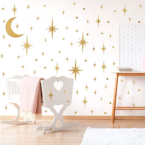 Easma Retro Starburst Wall Decals Stars Wall Stickers Atomic Star Vinyl Decal Star Walls Decals Celestial Decor Girls Room Wall Sticker Peel and Stick Moon Walls Decal - Image 3