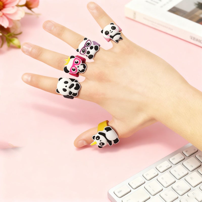 15 Pcs Panda Rubber Rings Toys for Kids Party Favors Birthday Gifts Classroom Prizes - Image 4