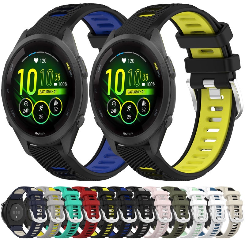 S-TOP For Garmin Vivoactive 4S 18mm Sports Two-Color Steel Buckle Silicone Watch Band(Lake Blue+Black) - Image 3