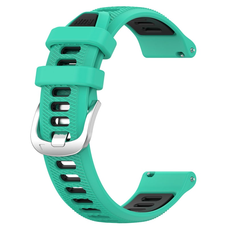 S-TOP For Garmin Vivoactive 4S 18mm Sports Two-Color Steel Buckle Silicone Watch Band(Lake Blue+Black) - Image 2