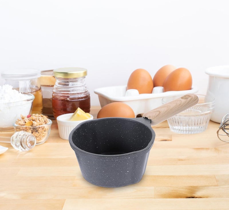 مقلاة صغيرة غير لاصقة بمقبض، وعاء صغير من الألومنيوم لذوبان الزبدة للطهي على الموقد، مقلاة سوداء عميقة مناسبة للمطبخ المنزلي. - Image 5