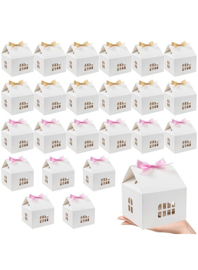 CODOHI 24Pcs House Shaped Gift Boxes Paper House Boxes With Ribbons For Treats, House Gift Box Treat Boxes For Dessert, Fancy Cookie Boxes For Gift Giving - Image 1