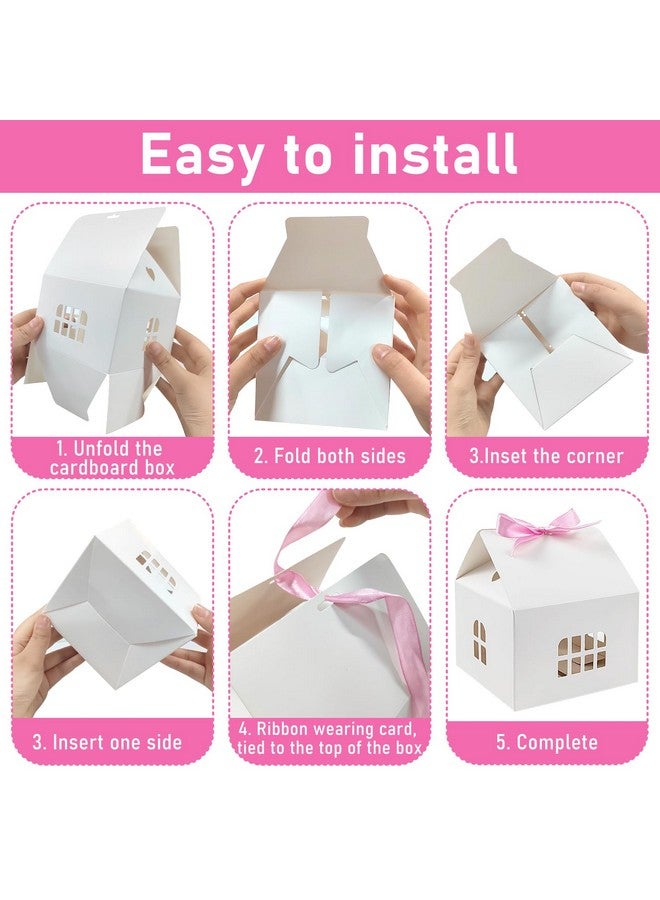 CODOHI 24Pcs House Shaped Gift Boxes Paper House Boxes With Ribbons For Treats, House Gift Box Treat Boxes For Dessert, Fancy Cookie Boxes For Gift Giving - Image 3