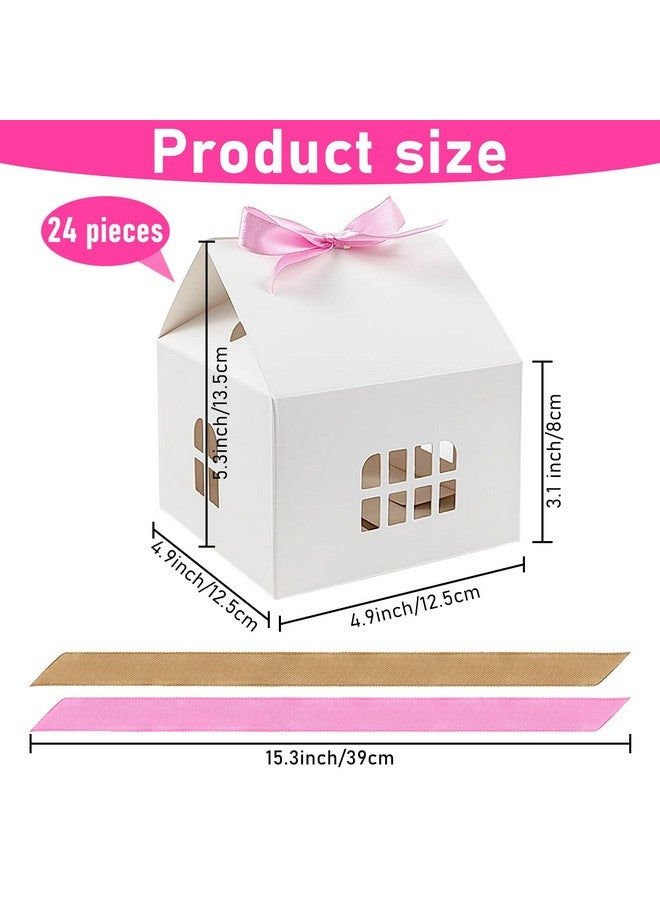 CODOHI 24Pcs House Shaped Gift Boxes Paper House Boxes With Ribbons For Treats, House Gift Box Treat Boxes For Dessert, Fancy Cookie Boxes For Gift Giving - Image 2